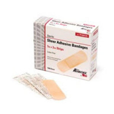 Bandage Strips Sheer Pro-Advantage 1x3" Flexible Tan LF 100/Bx, 12 BX/CA - Surgical Supplies NY